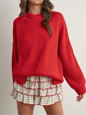Women's Classic Crewneck Sweater in Red